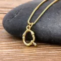18k gold plated initial letter Q pendant necklace minimalist bamboo design delicate jewelry gift - Letter Q