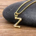 18K Gold Plated Bamboo Letter Z Pendant Necklace Minimalist Alphabet Initial Jewelry SKU - Letter Z