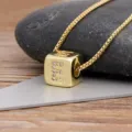Gold-plated copper cubic letter E pendant necklace with sparkling zircons for women - Letter E
