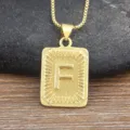 Gold stainless steel letter F pendant necklace with box chain for hip hop men jewelry. - Letter F