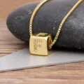 Gold letter F pendant necklace cubic zirconia 3D box chain women fashion jewelry - Letter F