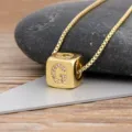 Gold-plated brass cube letter G pendant necklace with sparkling cubic zirconia for women. - Letter G