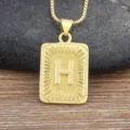 Gold Color Letter H Pendant Necklace Stainless Steel Hip Hop Alphabet Jewelry Variant - Letter H