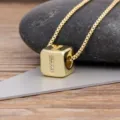 Gold Plated Cubic Zirconia Letter I Cube Pendant Necklace for Women Fashion Jewelry - Letter I