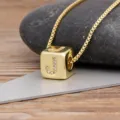 Gold plated cubic zirconia letter J cube pendant necklace for women stylish jewelry - Letter J