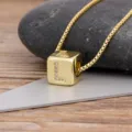 Gold Plated Cube Letter L Pendant Necklace Zirconia Cubic Initial Jewelry for Women SKU - L