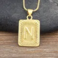 Gold initial letter N pendant necklace for men hip hop style stainless steel jewelry accessory - Letter N