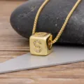 Gold plated cubic zirconia letter S cube pendant necklace for women variant view item - S