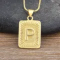 Men gold tone stainless steel letter P pendant necklace hip hop jewelry fashion accessory - Letter P
