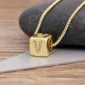 Gold-plated cubic Zirconia letter V cube pendant necklace for women variant style - Letter V