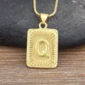 Mens Gold Plated Letter Q Pendant Necklace Hip Hop Style Chain Jewelry Gift Box - Letter Q