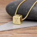 Gold-plated cubic zirconia letter X cube pendant necklace for women fashion jewelry item - Letter X