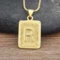 Gold initial R pendant necklace for men hip hop style stainless steel box chain jewelry - Letter R