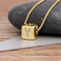 Gold-plated cube letter Y pendant necklace with sparkling cubic zirconia for women charm jewelry - Letter Y