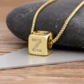Gold-Plated Cube Letter Z Zircon Pendant Necklace Women Elegant Fashion Jewelry Gift - Letter Z