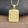 Men's 18K gold plated stainless steel letter S pendant necklace hip-hop jewelry gift - S