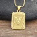 Mens 18K Gold Plated Stainless Steel Letter V Pendant Necklace Hip Hop Jewelry Gift - Letter V
