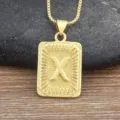 Men hip hop gold letter X pendant necklace stainless steel box chain fashion jewelry. - Letter X