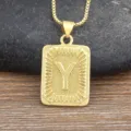 Gold letter Y pendant necklace for men hip hop style stainless steel jewelry accessory - Letter Y