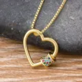 Collier Pendentif Cœur Mousqueton Plaqué Or 18K Zircone Colorée DIY Bijou Cadeau Tendance - Coloré