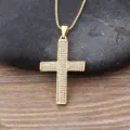 Gold-plated cross pendant necklace sparkling zirconia crystal pendant main view display - Classic Zirconia Cross Style (N262)