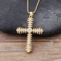 Exquisite 18k gold plated cross pendant necklace sparkling with cubic zirconia for women. - 18K Gold Zirconia Cross Style (N259)