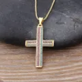 Gold plated colorful zircon cross necklace pendant clavicle chain fashion jewelry - Multicolor Zirconia Cross Style (N263)