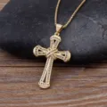 18k gold plated copper cross necklace with sparkling cubic zirconia pavé pendant for women - Cross-Border Hot Sale Cross Style (N321)