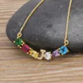 Gold-plated colorful cubic zirconia initial letter J pendant necklace for women fashion jewelry - Letter J