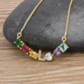 Colorful gemstone letter L pendant necklace copper gold plated micro paved zirconia chic jewelry - L