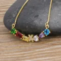 Gold-plated colorful cubic zirconia letter X pendant necklace fashion clavicle item - Letter X
