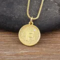 Gold-plated Zircon Letter F Pendant Necklace Simple Round Coin Jewelry Women Gift - Letter F