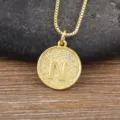 Minimalist 18k gold plated brass zircon letter N round pendant necklace for women fashion - Letter N