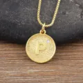 Gold plated letter P pendant necklace with sparkling zircon stone stylish jewelry for women - Letter P