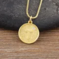 Minimalist 18k gold plated cubic zirconia letter T round pendant necklace fashion jewelry - Letter T