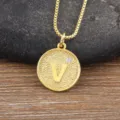 18K Gold Plated Zircon Letter V Pendant Necklace Minimalist Fashion Jewelry for Women - Letter V