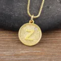 Simple 18k gold plated initial letter Z pendant necklace with sparkling zircon for women. - Letter Z
