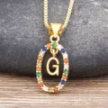 Gold-plated colorful zircon letter G pendant necklace, stylish jewelry for women. - Letter G