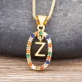Gold color letter Z pendant necklace with colorful cubic zirconia stones for women fashion - Letter Z