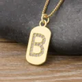 Gold-plated 18K letter B pendant necklace with sparkling cubic zirconia on box chain jewelry - Letter B