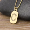 Gold initial C pendant necklace, minimalist 18k gold plated letter dog tag jewelry for women - Letter C