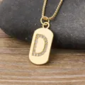 Gold initial letter D pendant necklace with sparkling zirconia stones on box chain jewelry - Letter D