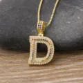 Gold Plated Colorful Zircon Letter D Pendant Necklace Hip Hop Unisex Fashion Jewelry - Letter D / Gold