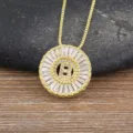 Gold initial letter B pendant necklace sparkling cubic zirconia round charm box chain jewelry - Letter B