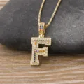 Gold letter F pendant necklace with colorful cubic zirconia hip hop jewelry for daily wear - Letter F / Gold
