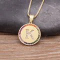 Gold Letter K Pendant Necklace with Colorful Cubic Zirconia Stones Chic Jewelry Gift - Letter K