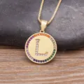 Gold-plated copper initial L pendant necklace decorated with colorful cubic zirconias. - L