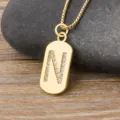 Gold initial N pendant necklace with sparkling cubic zirconia, elegant jewelry gift for women. - Letter N