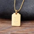 Collana con ciondolo quadrato lettera L minimalista placcato oro 18k gioielli chic da donna - Lettera L