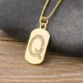 Minimalist Gold Letter Q Pendant Necklace With Zirconia Dog Tag Chain Jewelry Gift - Letter Q